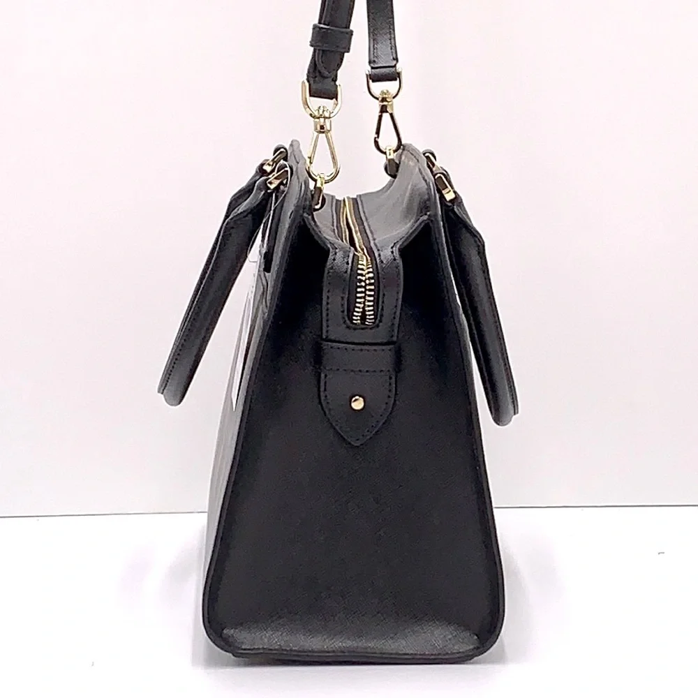 KATE SPADE Madison Saffiano Leather Medium Satchel BLACK COLOR